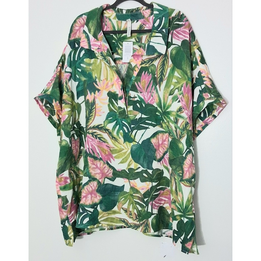 Belle Isle by Torrid Blouse* Women's Size‎ 5X Tropical Popover Dolman Top NEW